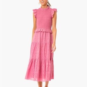 Sea New York Rose Smocked eyelet midi dress size 6